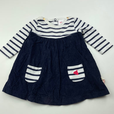Girls Sprout, spliced navy & white casual dress, GUC, size 000, L: 34cm