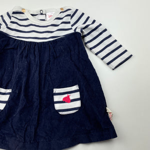 Girls Sprout, spliced navy & white casual dress, GUC, size 000, L: 34cm