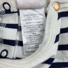 Load image into Gallery viewer, Girls Sprout, spliced navy &amp; white casual dress, GUC, size 000, L: 34cm