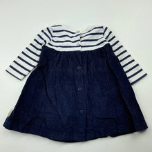 Load image into Gallery viewer, Girls Sprout, spliced navy &amp; white casual dress, GUC, size 000, L: 34cm