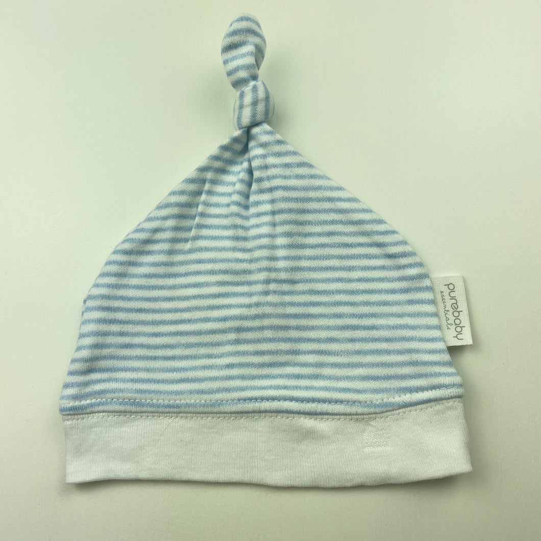 Boys purebaby, organic cotton hat / beanie, EUC, size 0000-000,  