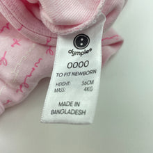 Load image into Gallery viewer, Girls Dymples, pink cotton bodysuit / romper, GUC, size 0000,  