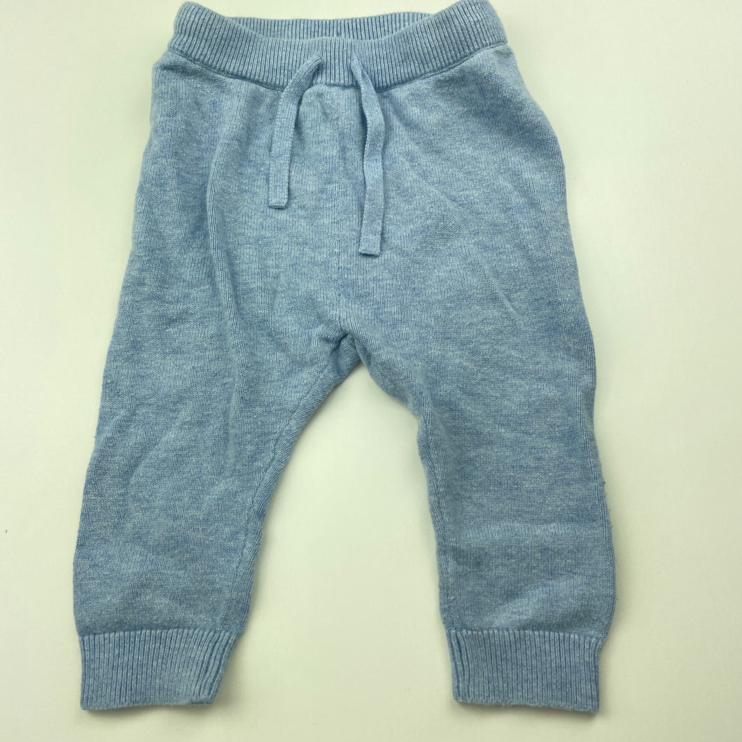unisex Dymples, blue knitted cotton leggings / bottoms, GUC, size 00,  