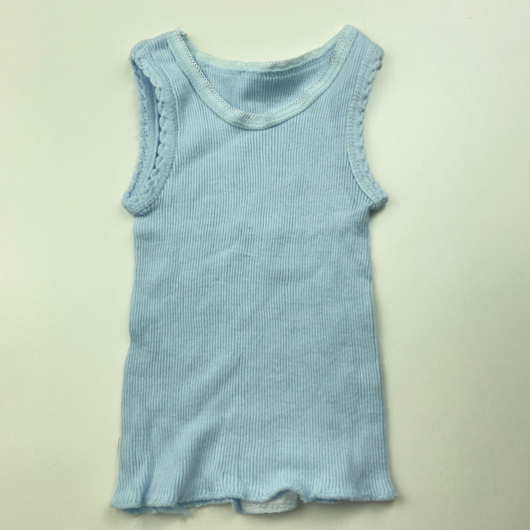 unisex 4 Baby, ribbed cotton singlet top, FUC, size 000,  