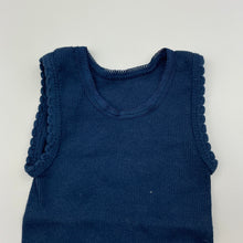 Load image into Gallery viewer, unisex 4 Baby, navy ribbed cotton singlet top, EUC, size 000,  