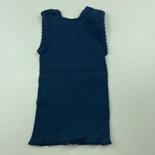 Load image into Gallery viewer, unisex 4 Baby, navy ribbed cotton singlet top, EUC, size 000,  