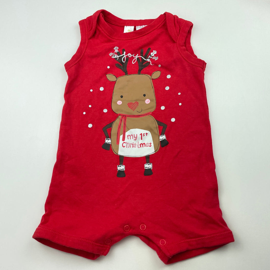 unisex Dymples, cotton Christmas romper, EUC, size 0,  