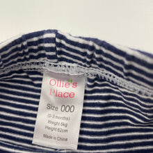 Load image into Gallery viewer, unisex Ollie's Place, navy stripe stretchy bottoms, GUC, size 000,  