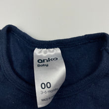 Load image into Gallery viewer, unisex Anko, navy cotton bodysuit / romper, GUC, size 00,  