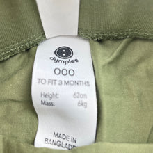 Load image into Gallery viewer, unisex Dymples, khaki stretchy bottoms, elasticated, EUC, size 000,  
