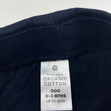 Load image into Gallery viewer, unisex Target, navy organic cotton shorts, elasticated, EUC, size 000,  