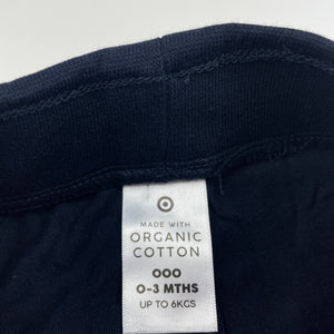 unisex Target, navy organic cotton shorts, elasticated, EUC, size 000,  