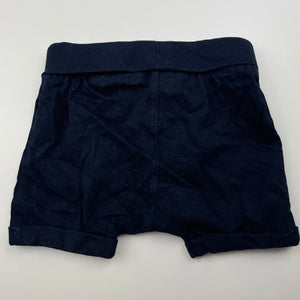 unisex Target, navy organic cotton shorts, elasticated, EUC, size 000,  