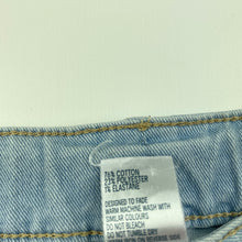 Load image into Gallery viewer, Girls Anko, blue stretch denim shorts, adjustable, discolouration, FUC, size 14,  