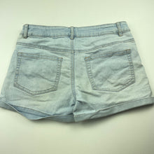 Load image into Gallery viewer, Girls Anko, blue stretch denim shorts, adjustable, discolouration, FUC, size 14,  