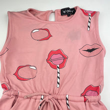 Load image into Gallery viewer, Girls OOVY, pink stretchy playsuit, large mark on chest, FUC, size 6,  