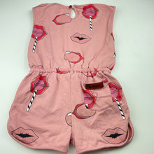 Load image into Gallery viewer, Girls OOVY, pink stretchy playsuit, large mark on chest, FUC, size 6,  