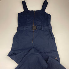 Load image into Gallery viewer, Girls Bardot Junior, navy stretch cotton jumpsuit / overalls, Inside leg: 67.5cm, EUC, size 16,  