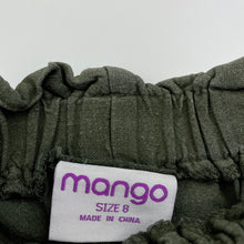 Load image into Gallery viewer, Girls Mango, khaki linen / viscose shorts, elasticated, wash fade, FUC, size 8,  