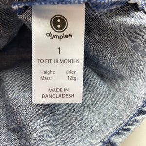 Boys Dymples, cotton casual long sleeve shirt, GUC, size 1,  