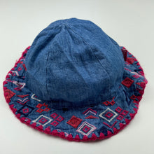 Load image into Gallery viewer, Girls Pumpkin Patch, cotton lined embroidered bucket hat, Sz: M, cricum: 44cm approx, GUC, size 00,  