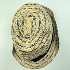 Boys Pumpkin Patch, natural & navy woven hat, circum: 50cm, GUC, size 1-3,  