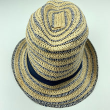 Load image into Gallery viewer, Boys Pumpkin Patch, natural &amp; navy woven hat, circum: 50cm, GUC, size 1-3,  