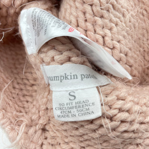 Girls Pumpkin Patch, pink & white knitted hat / beanie, circum: 47-50cm, GUC, size 0-1,  