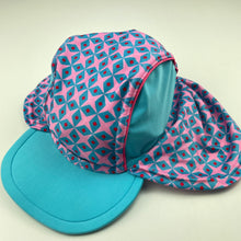 Load image into Gallery viewer, Girls Bonnie and Neil, swim/sun hat, chin strap, circum: 48-52cm, GUC, size 1-3,  