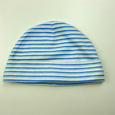 Boys George, blue & white cotton hat/beanie, EUC, size 000-00,  