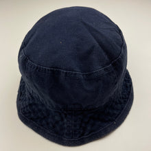 Load image into Gallery viewer, Boys Mothercare, navy cotton bucket hat, chin strap, FUC, size 0,  