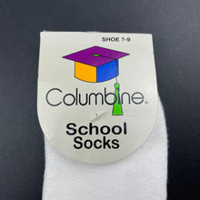 Load image into Gallery viewer, Girls Columbine, white school socks, size 7-9, NEW, size 12-14,  