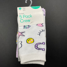 Load image into Gallery viewer, Girls Brilliant Basics, 5-pack crew socks, size 9-12, NEW, size 5-8,  