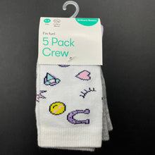 Load image into Gallery viewer, Girls Brilliant Basics, 5-pack crew socks, size 5-8, NEW, size 2-5,  