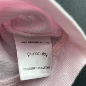 Girls purebaby, organic cotton hat / beanie, EUC, size 00,  