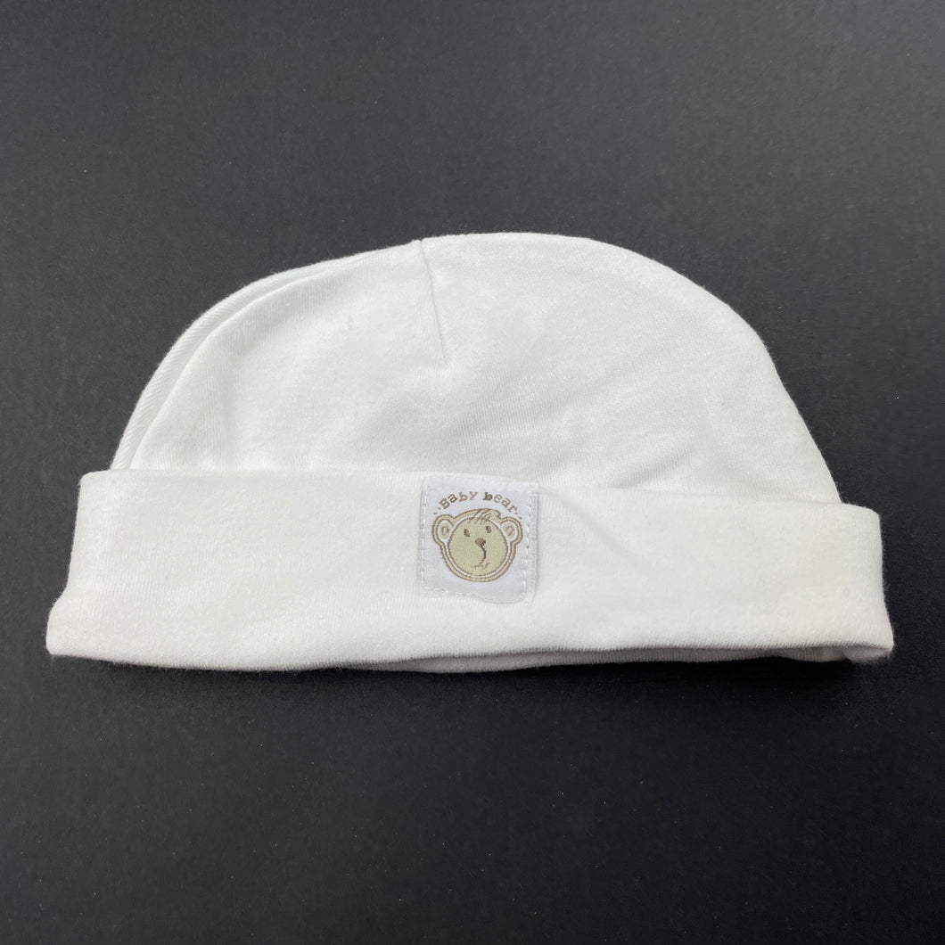 Boys George, white cotton hat / beanie, EUC, size 000-00,  