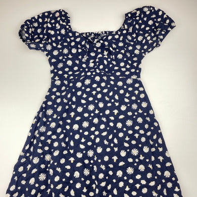 Girls KID, floral linen / viscose dress, wash fade, FUC, size 12, L: 75cm