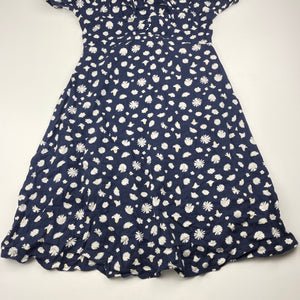 Girls KID, floral linen / viscose dress, wash fade, FUC, size 12, L: 75cm