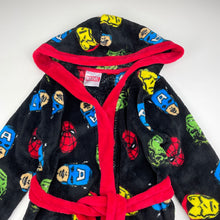 Load image into Gallery viewer, Boys Marvel, fleece dressing gown / bath robe, L: 60cm, GUC, size 3-4,  