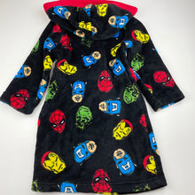 Load image into Gallery viewer, Boys Marvel, fleece dressing gown / bath robe, L: 60cm, GUC, size 3-4,  