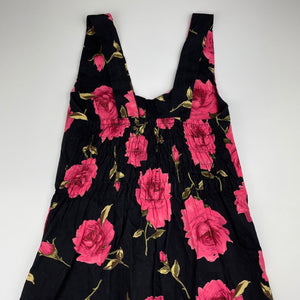 Girls floral, lightweight cotton dress, no labels, armpit to armpit: 33cm, GUC, size 12, L: 74cm