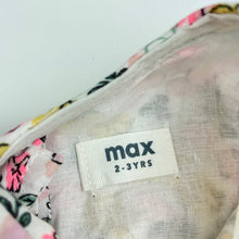 Load image into Gallery viewer, Girls Max, lined floral party dress, EUC, size 2-3, L: 50cm