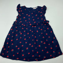 Load image into Gallery viewer, Girls H by Hamleys, cotton lined navy dress, strawberries, EUC, size 1, L: 45cm