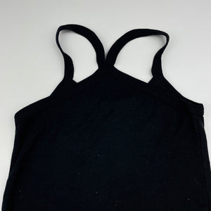Girls black, cotton singlet top, EUC, size 12,  