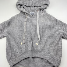 Load image into Gallery viewer, Girls Mango, grey knitted hoodie sweater, FUC, size 7,  