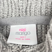 Load image into Gallery viewer, Girls Mango, grey knitted hoodie sweater, FUC, size 7,  