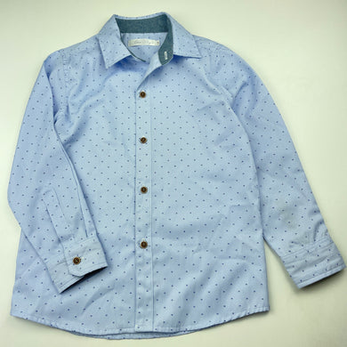 Boys Blue Sky, lightweight long sleeve shirt, top button missing, FUC, size 5-6,  