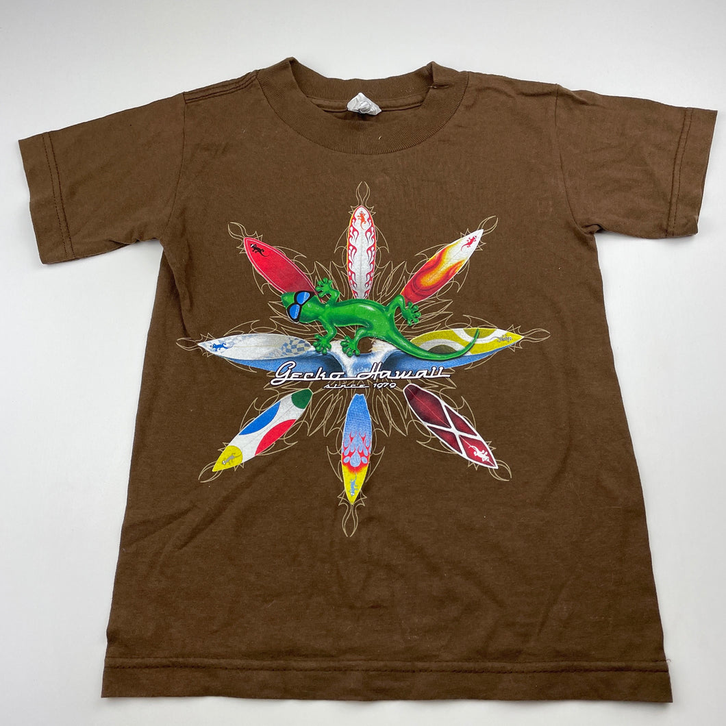 Boys AL Style, cotton t-shirt / top, surfboards, armpit to armpit: 35cm, GUC, size 6-7,  