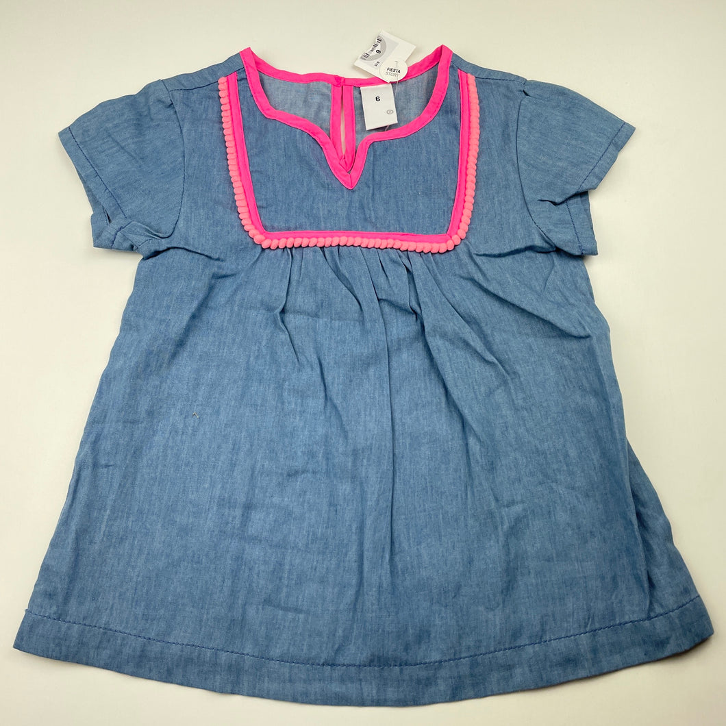 Girls Target, chambray cotton short sleeve top, NEW, size 6,  