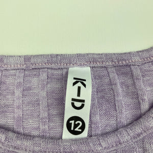 Girls KID, purple stretchy long sleeve top, EUC, size 12,  